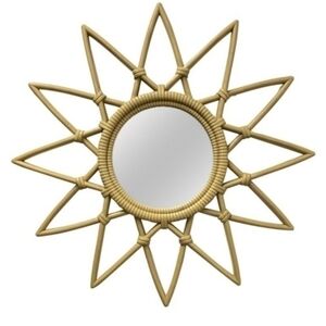 Beige Pvc Sun Star Mirror Retro Sunburst Wall Hanging Mirror 2.5 X 50 X 50Cm‎